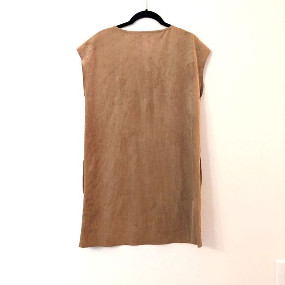 Aritzia Wilfred Free Faux Suede Brown Shift Nori Dress - Picture 4 of 7